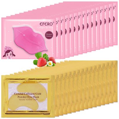 TIRDET 30 Pairs Lip Mask &amp; Under Eye Mask, 24K Crystal Collagen Under Eye Patches for Puffy Eyes, Reducing Fine Lines &amp; Dark Circle, Collagen Lip Mask Sheet Effectively Nourishes the Lip &amp; Eye Skin