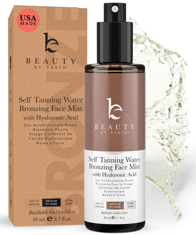 Self Tanning Face Mist - USA Made with Natural &amp; Organic Ingredients, Sunless Tanning Spray for Fake Tan, Facial Water Spray for Streak-Free Tan, Face Tanner Mist for Natural Glow
