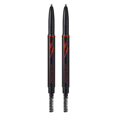 YBF Beauty Eyebrow Pencil - Universal Automatic Brow Pencil With Spoolie Brush - Perfect Eyebrow Makeup Shaper and Filler For Women - All Hair Colors &amp; Skin Tones - Taupe Eyebrow Liner - 2 Pack