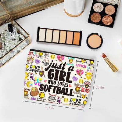 Wenboco Softball Gifts Softball Mom Makeup Bag Softball Stuff Inspirational Birthday Christmas Friendship Gifts for Women Her Softball Lovers Team Female Coworkers Friends BFF Besties Daughter