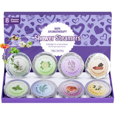 Shower Steamers Aromatherapy - 8 Pack Shower Bombs Birthday Gifts for Women, Gifts for Mom, Organic with Essential Oils, Shower Self Care Gifts for Women(Purple)