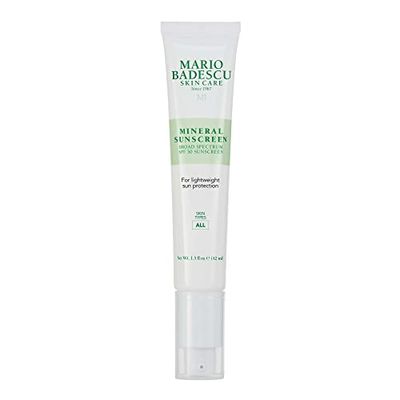 Mario Badescu Mineral Sunscreen SPF 30 for All Skin Types | Reef Safe, Oil-free Moisturizer Formulated with Zinc Oxide, Hyaluronic Acid &amp; Antioxidants | 1.5 Fl Oz