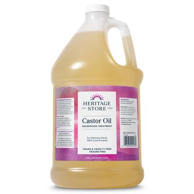 Heritage Store Castor Oil Nourishing Hair Treatment, Deep Hydration for Healthy Hair Care, Skin Care, Lashes &amp; Brows, Castor Oil Packs, Cold Pressed, Hexane Free, Vegan, Cruelty Free, 128oz (1 Gallon)