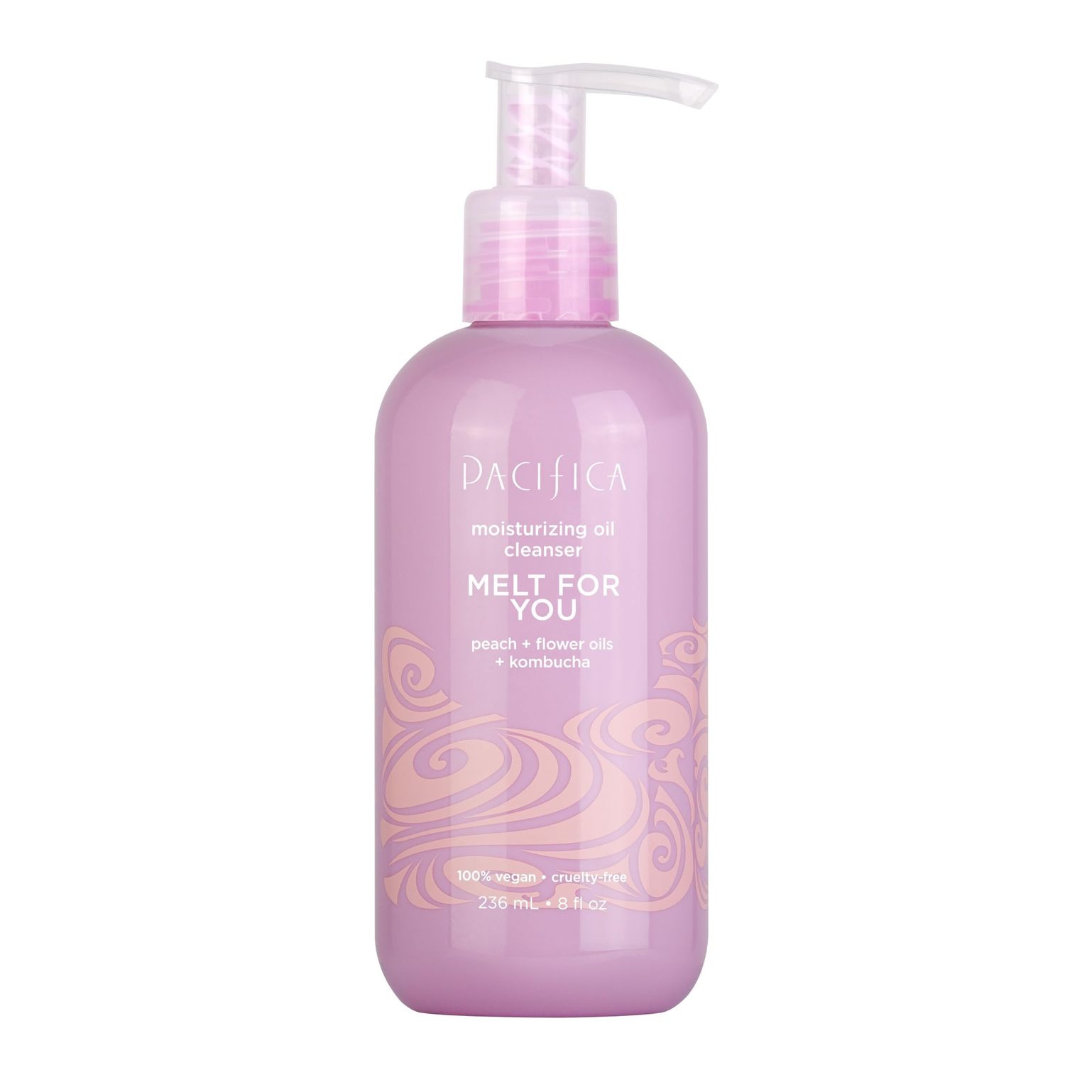 Pacifica Facial Cleanser Oil - Melt For You Daily Hydrating Face Wash &amp; Makeup Remover, Infused w/Kombucha, Botanical &amp; Peach Oils, Natural Scented, Vegan, Clean Beauty, Dermatologist Tested
