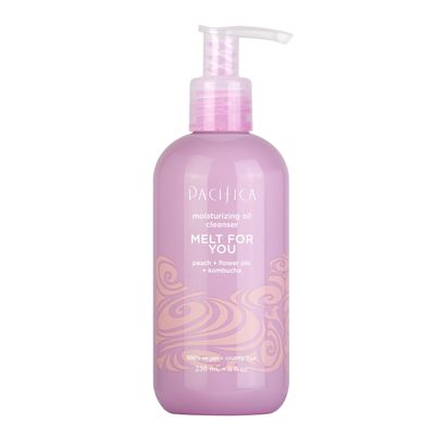 Pacifica Facial Cleanser Oil - Melt For You Daily Hydrating Face Wash &amp; Makeup Remover, Infused w/Kombucha, Botanical &amp; Peach Oils, Natural Scented, Vegan, Clean Beauty, Dermatologist Tested