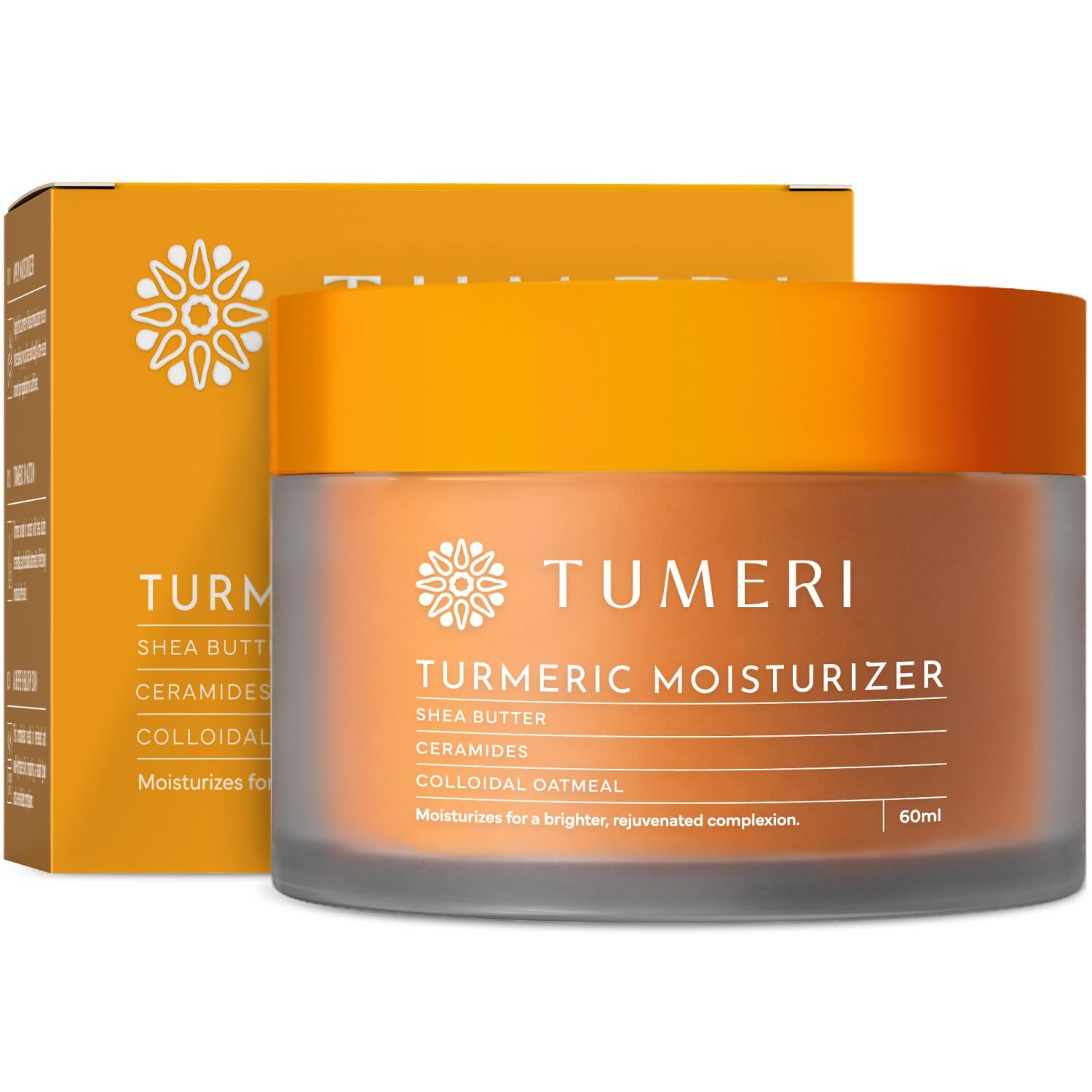 TUMERI Turmeric Face Moisturizer Cream and Body Cream 60 ml - Nourishing and Hydrating Face Cream for Dry Skin - Infused with Turmeric Curcumin, Shea Butter, Colloidal Oatmeal