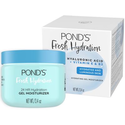 POND&#39;S Hyaluronic Acid, Vitamin E &amp; B3 Gel Face Moisturizer For 24 hour Hydration and Luminous Skin, 3.4 oz