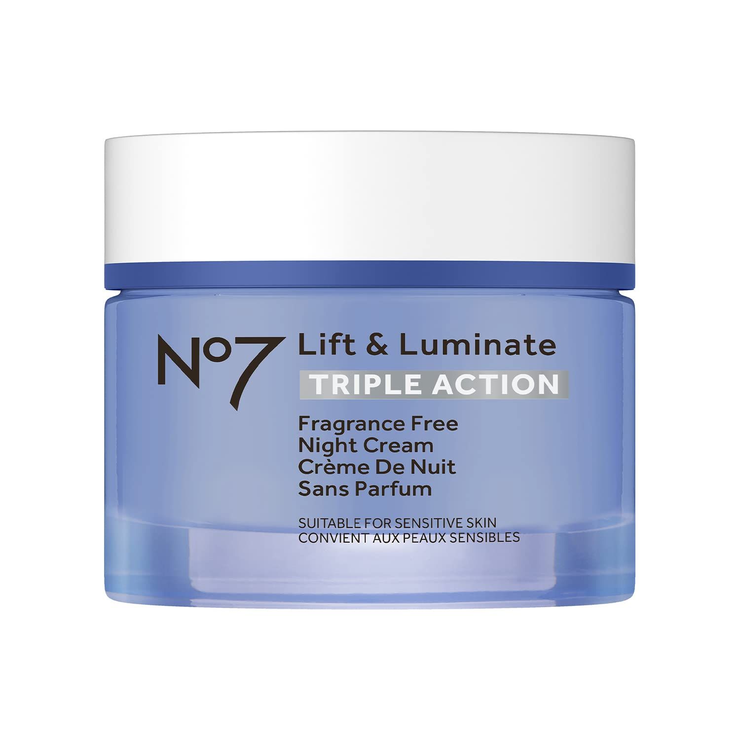 No7 Lift &amp; Luminate Triple Action Fragrance Free Night Cream - Anti Wrinkle, Collagen Peptide Brightening Cream - Skin Firming Hyaluronic Acid &amp; Hibiscus + Vitamin C Face Cream (50ml)
