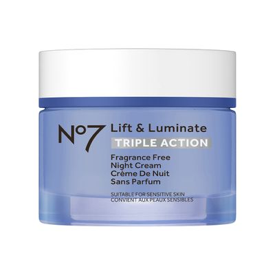 No7 Lift &amp; Luminate Triple Action Fragrance Free Night Cream - Anti Wrinkle, Collagen Peptide Brightening Cream - Skin Firming Hyaluronic Acid &amp; Hibiscus + Vitamin C Face Cream (50ml)