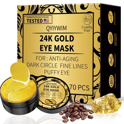 Qyiywim Under Eye Patches 70PCS, 24K Gold Eye Patches for Puffy Eyes Treatment, Under Eye Masks for Dark Circles and Puffiness, Non-Irritating Eye Mask Skincare, Eyes Bags Treatment, Eye Gel Pads