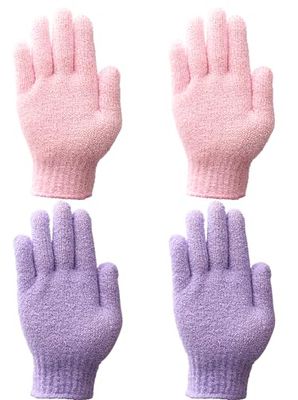 Shower Gloves,Double Sided Exfoliating Bath Gloves,Shower Body Scrub Gloves for Women &amp; Men Deep Clean Skin Spa Massage Beauty Skin Shower Scrubber Bathing Accessories,#P207 (2pairs Color 06)