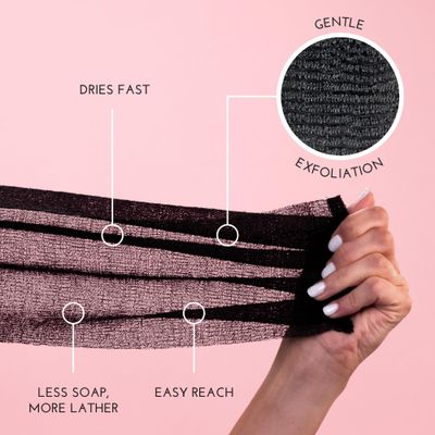 S&amp;T INC. Back Scrubber for Shower, Exfoliating Body Scrubber or Bath Exfoliating Towel for Skin Care, 11.8 Inches x 35.4 Inches, Assorted Purple, 3 Pack