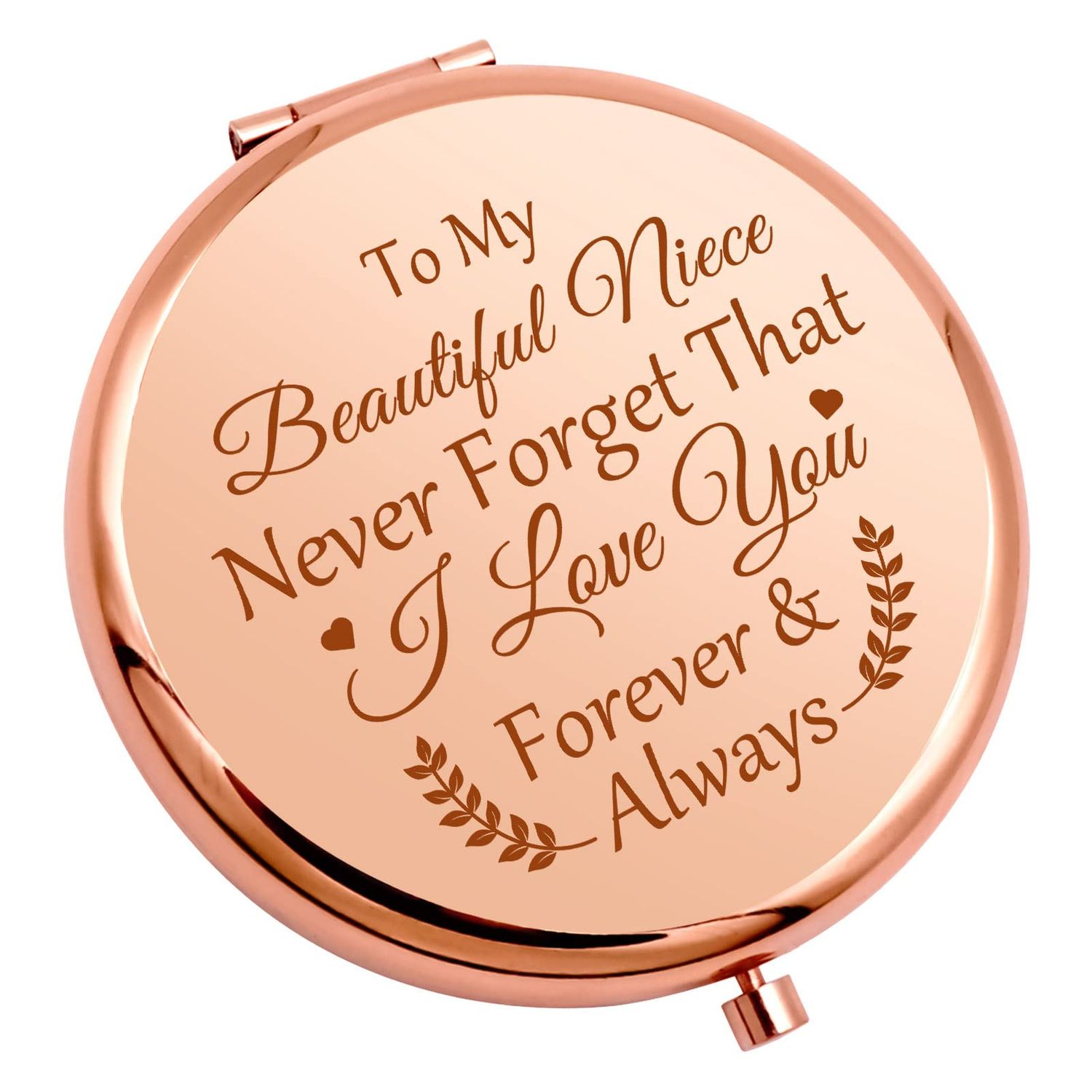 Niece Gifts from Aunt and Uncle Inspirational Birthday Gift Compact Mirror Ideas Gift for Girls Kids Graduation Gifts To My Niece Travel Makeup Mirror Motivational Gift Wedding Gifts from Auntie