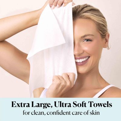 Sky Organics - Gentle Clean Face Towels (1-Pack) - 50 XL Single-Use Face Wipes - Ultra Soft &amp; Dual Textured - Disposable Face Towel - Makeup Remover Wipes - Cruelty Free - Skin Care Tools - Self Care