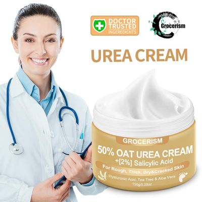 Urea Cream 50 Percent for Feet Maximum Strength 5.29 oz with Oat and 2% Salicylic Acid, Foot &amp; Hand Cream included Hyaluronic Acid, Tea Tree and Aloe Vera for Deep Moisturizing, Callus Removing