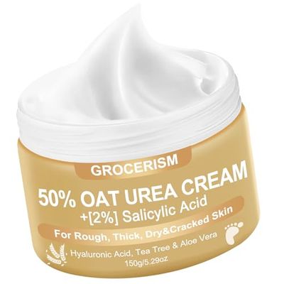 Urea Cream 50 Percent for Feet Maximum Strength 5.29 oz with Oat and 2% Salicylic Acid, Foot &amp; Hand Cream included Hyaluronic Acid, Tea Tree and Aloe Vera for Deep Moisturizing, Callus Removing