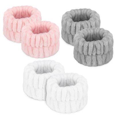 Women&#39;s Wrist Towels for Washing Face, Microfiber Spa Wash Band, Absorbent Wristbands Sweatband for Girls Prevent Water from Spilling Down Your Arms 6PCS