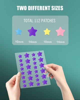 Jefusst Star Acne Patches 112 Dots, Star Pimple Patch Pimple Patches Hydrocolloid Acne Patches for Face Cute Zit Patches Pimple Stickers Acne Dots - Purple, Blue, Green and Yellow