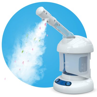 Nisperos Nano Ionic Facial Steamer - 360 Rotatable Sprayer - 40 Minutes Warm Mist - Humidifier - Professional Face Steamer for Facial Deep Cleaning (White)