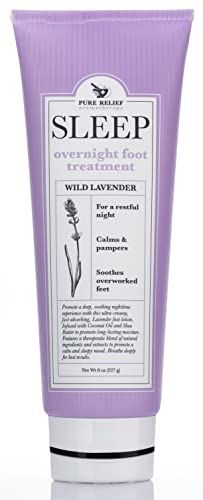 Pure Relief Relaxing Foot Lotion Moisturizer Cream For Dry Feet - Lavender Foot Care Cream W/Shea Butter, Aloe, &amp; Coconut Oil - Foot Repair &amp; Sleep Cream W/Soothing Scent, Pedicure Supplies, 8 Oz