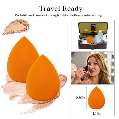 VXZOHOW Makeup Sponges - Latex-Free, High-Definition Foundation Blending Beauty Sponge for All Skin Types, Flawless Application of Liquid, Cream, and Powder Makeup (Dry & Wet Use, 5 Pcs, Orange)