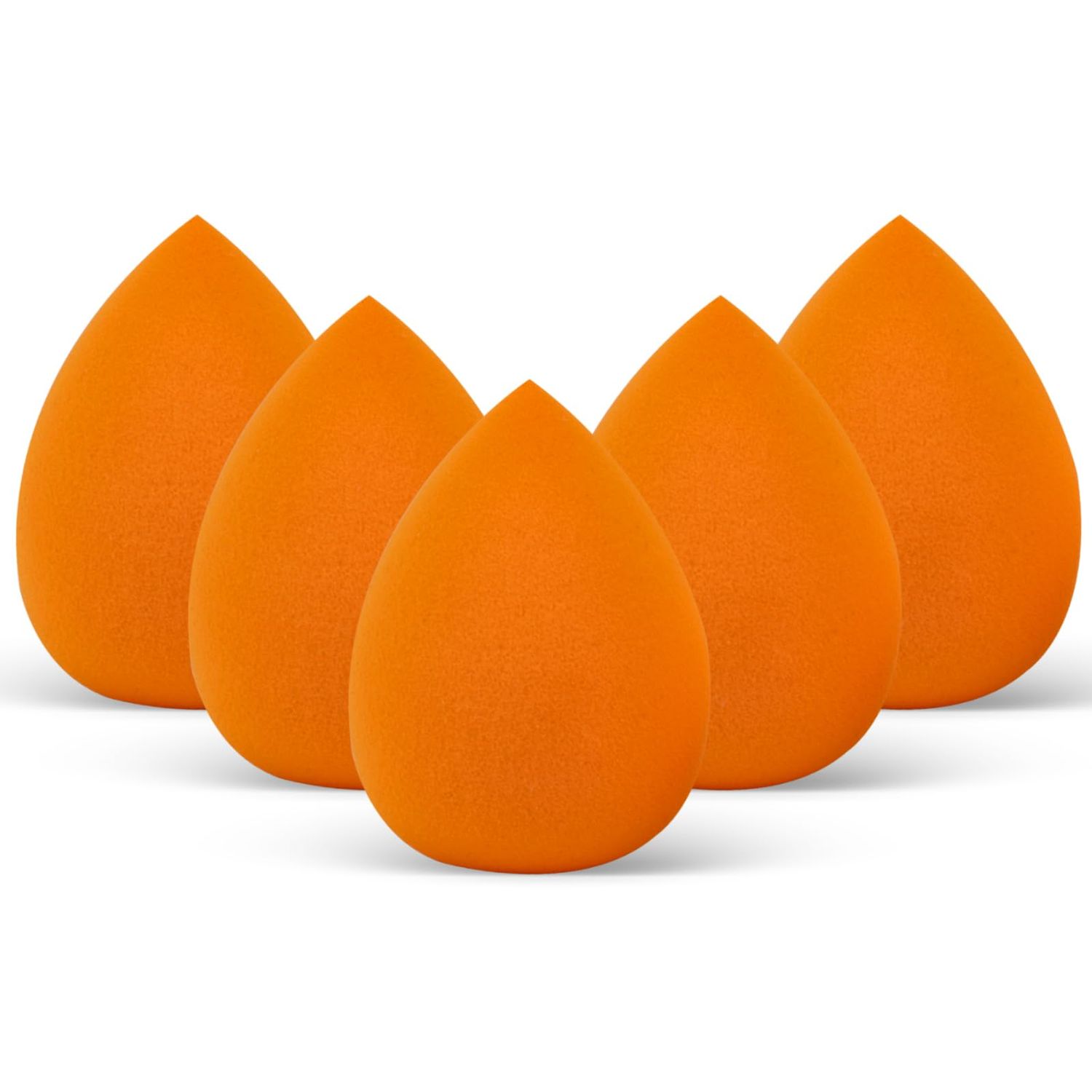 VXZOHOW Makeup Sponges - Latex-Free, High-Definition Foundation Blending Beauty Sponge for All Skin Types, Flawless Application of Liquid, Cream, and Powder Makeup (Dry &amp; Wet Use, 5 Pcs, Orange)