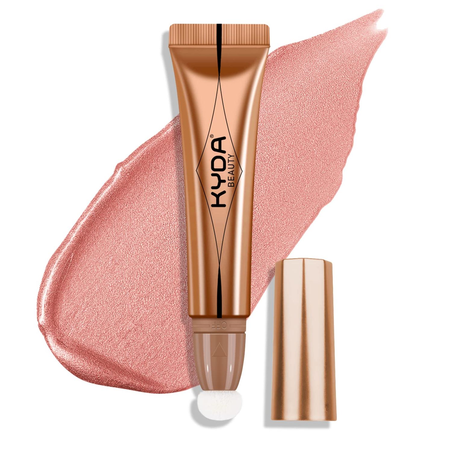 KYDA Blush Beauty Wand, Shimmer Face Blush with Cushion Applicator, Natural Pearl Finish, Silky Smooth Creamy Formula, Lightweight Blendable Blush Rouge Stick-Pearl Pink