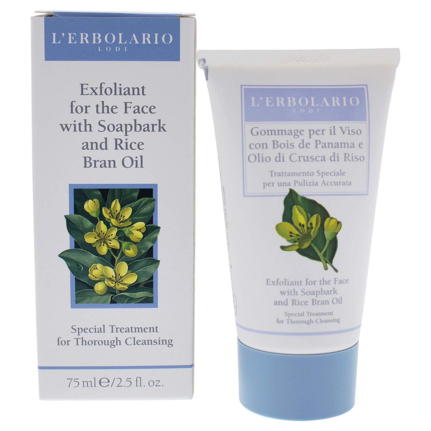 L&#39;Erbolario Soapbark And Rice Bran Oil Exfoliant - With Smoothing Microgranules - Removes All Impurities And Dead Skin Cells - Refines Skin Texture - Leaves Face Soft And Velvety - 2.5 Oz Cleanser