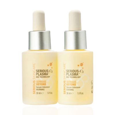 Serious Skincare - Serious Beyond Intensive 60 Day Facial Treatment - Visibly Smooth Fine Lines, Wrinkles and Pores - Face and Neck - Hydrolyzed Collagen - Peptides - AM Serum 1 oz., PM Serum 1 oz.