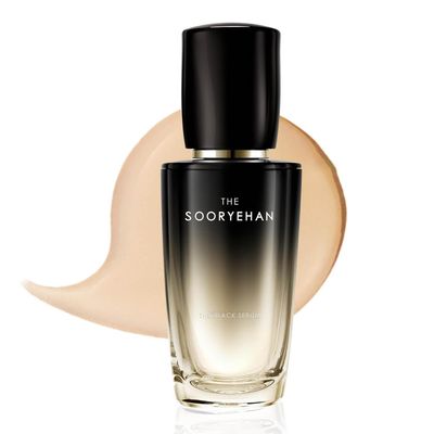 Sooryehan THE BLACK Serum (30 ml/1.01 fl oz) &amp; BLACK GINSENG Firming Mask (33 ml/1.11 fl oz) - Luxury Korean Skin by LG Beauty. Elasticity and Skin Balance.