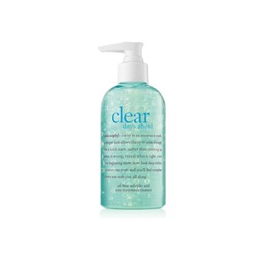 philosophy clear days ahead oil-free acne treatment facial cleanser - face wash with salicylic acid - effectively reduces breakouts - 8 fl oz.