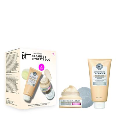 IT Cosmetics Your Ultimate Cleanse &amp; Hydrate Duo Gift Set - 2-Piece Full Size Skincare Set with Facial Cleanser &amp; Anti-Aging Hydrating Face Moisturizer - Vegan Kit