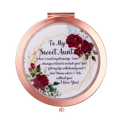 OHSunFLower2 Aunt Gifts from Niece, Nephew - to My Sweet Aunt I Love You Rose Gold Compact Mirror - Gifts Aunt, Birthday, Christmas, Mother&#39;s Day