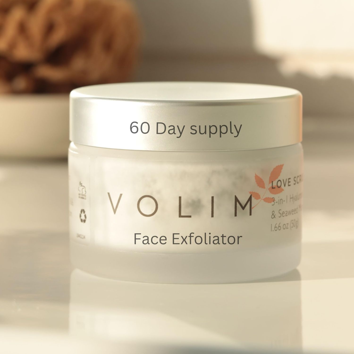 Volim Love Scrub with Hyaluronic Acid Natural Face Exfoliator for Wrinkles, Acne, Fine Lines, Blackheads &amp; Clogged Pores
