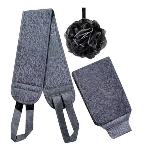 Shower Exfoliating Back Scrub Set - Includes Long Back Scrub, Exfoliating Gloves Shower Loofah, Bath Sponge Shower - Deep Cleaning Shower Set for Men