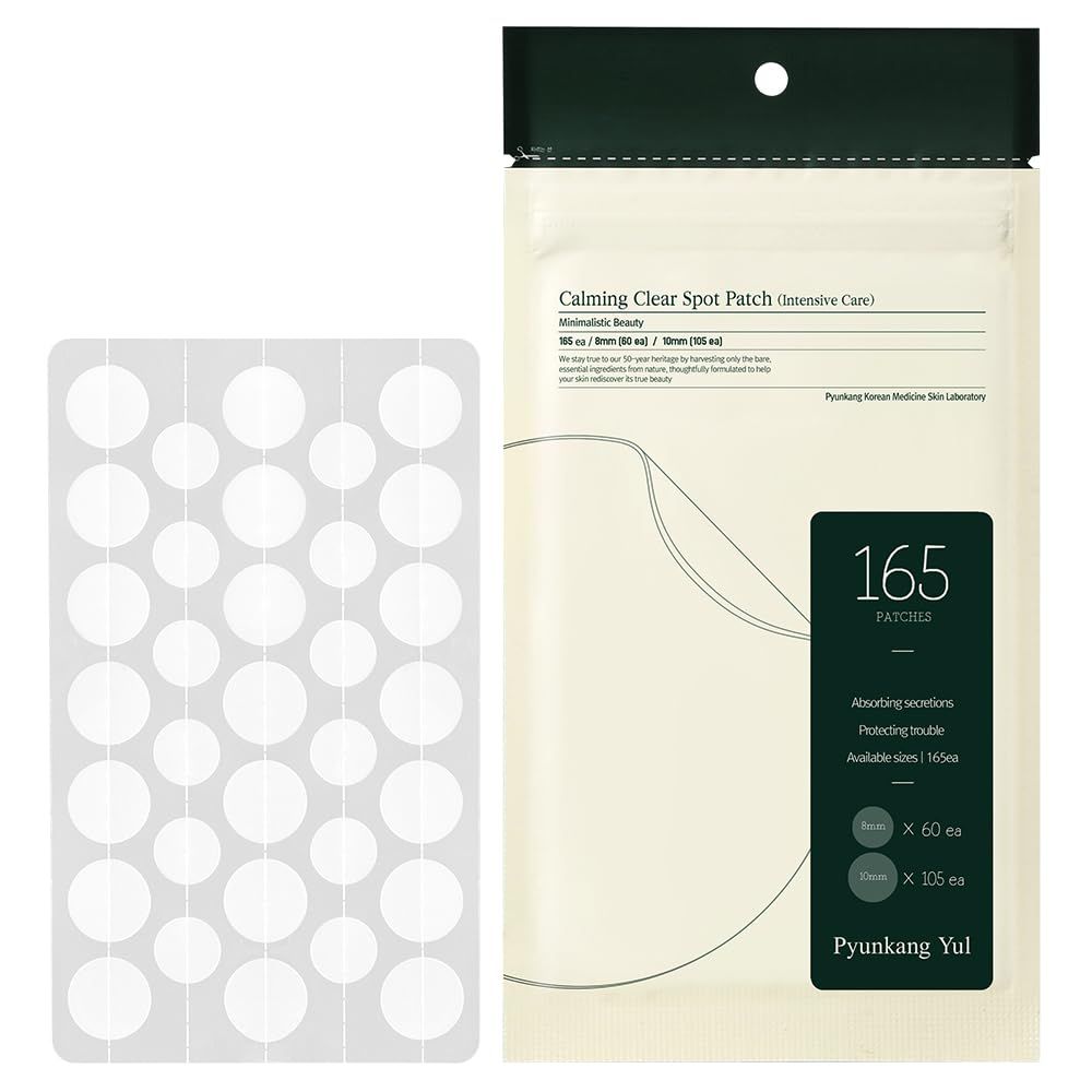 PYUNKANG YUL Calming Clear Spot Patch (Intensive Care)165 count Ultimate Hydrocolloid Acne Spot, Pimple, Blemishes &amp; Zit Covering, 2 Sized Adhesive Equal Skin Care, Soothing Stickers, Korean Skin Care