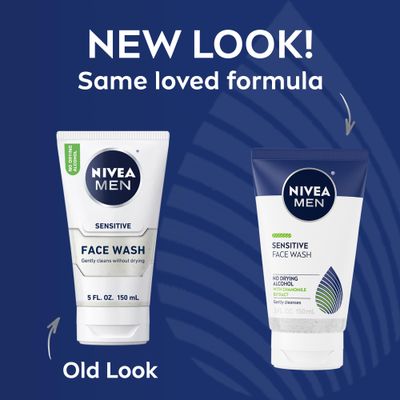 Nivea Men Sensitive Face Wash with Vitamin E, Chamomile and Witch Hazel Extracts, 5 Fl Oz Tube