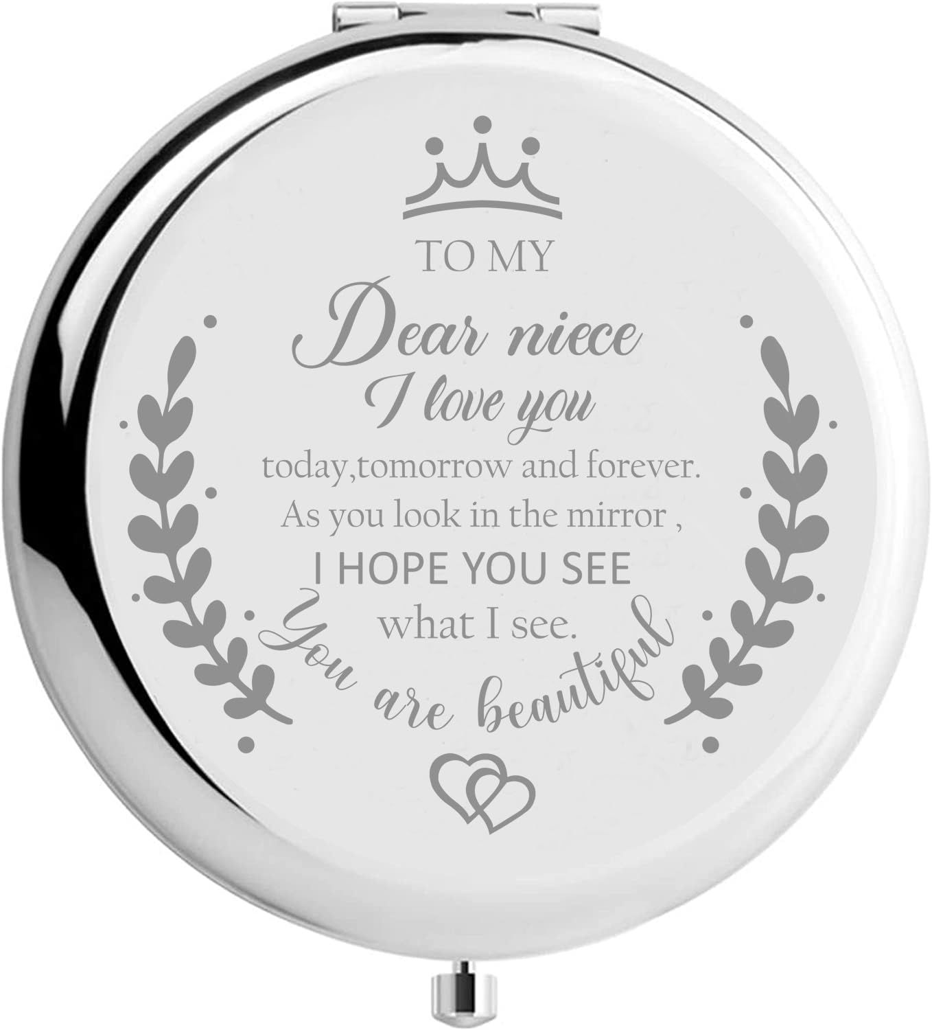 Soulpetals Niece Gifts Compact Mirror for Niece from Aunt to My Niece Makeup Mirror Birthday Gifts for Niece from Auntie Uncle Gifts for Niece Birthday Christmas