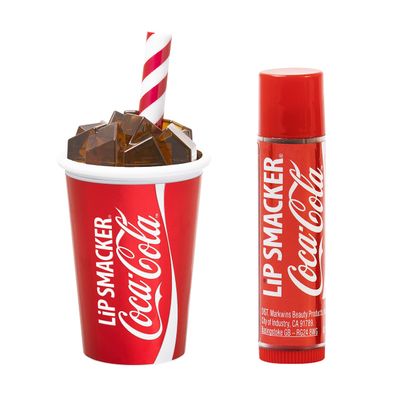 Lip Smacker Classic Coca Cola Flavored Lip Balm, Cup And Coke Flavored Lip Balm Tube, Matte Clear, Set of 2