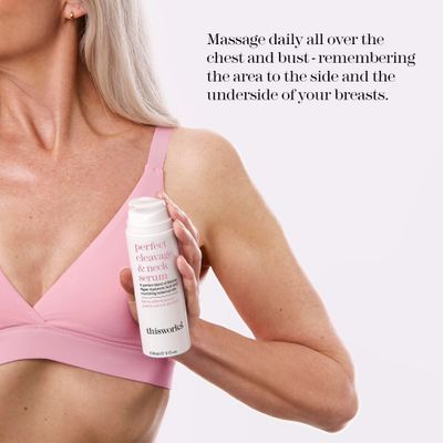 thisworks Perfect Cleavage and Neck Serum, Anti-Aging Super Blend to Protect and Perfect Delicate Skin on Neck and Chest, 5 fl oz (150ml)