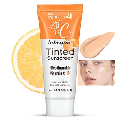 Tint-ed-Face Sunscreen SPF 40Hydrating Sunscreen for Face with Vitamin CFacial Sunscreen Moisturizing Lightweight, No Sticky Travel Size Long Lasting Protection Face and All Body 1.4 Fl Oz