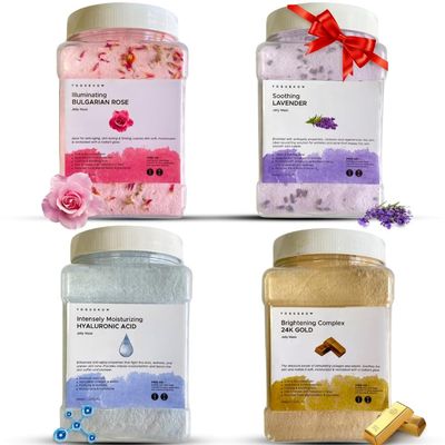 Premium Jelly Face Mask for Facials - Bulgarian Rose, 24K Gold, Lavender &amp; Hyaluronic Acid | Valentines Gift | Brightening &amp; Nourishing Jelly Mask | Valentine Gifts for Women, Galentines Day Gifts