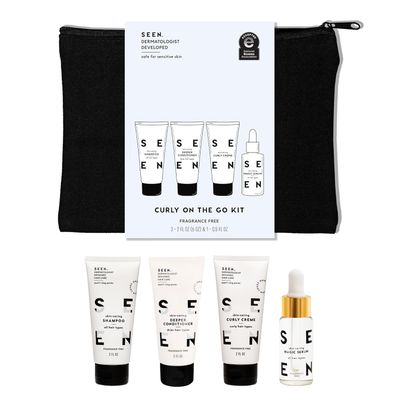SEEN Curly On The Go Kit, Fragrance Free - Non-Comedogenic &amp; Safe for Sensitive Skin - Sulfate-Free, Curl-Defining Styling Hair Bundle - Anti Frizz - Heat Protectant