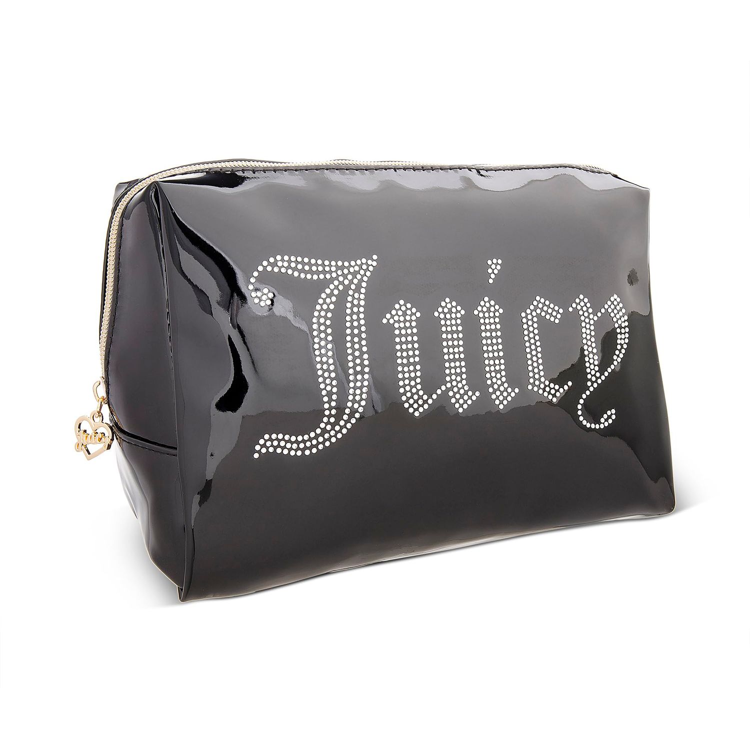 Juicy Couture Women&#39;s Cosmetics Bag - Travel Makeup and Toiletries Clutch Wedge Pouch, Black with Rhinestones