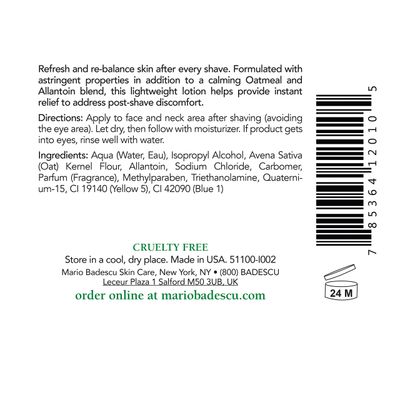 Mario Badescu Protein After Shave Lotion for Combination, Oily and Sensitive Skin | Lightweight Moisturizer that Minimizes Razor Burn and Ingrown Hairs |Formulated with Oatmeal &amp; Allantoin| 2 FL OZ
