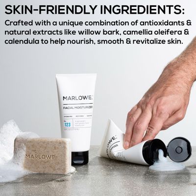 MARLOWE. No. 121 Facial Cleanser 6 oz, Daily Mens Face Wash with Natural Extracts &amp; Antioxidants, Soothes, Purifies, Refreshes, Thick Lather, Fresh Woodsy Scent