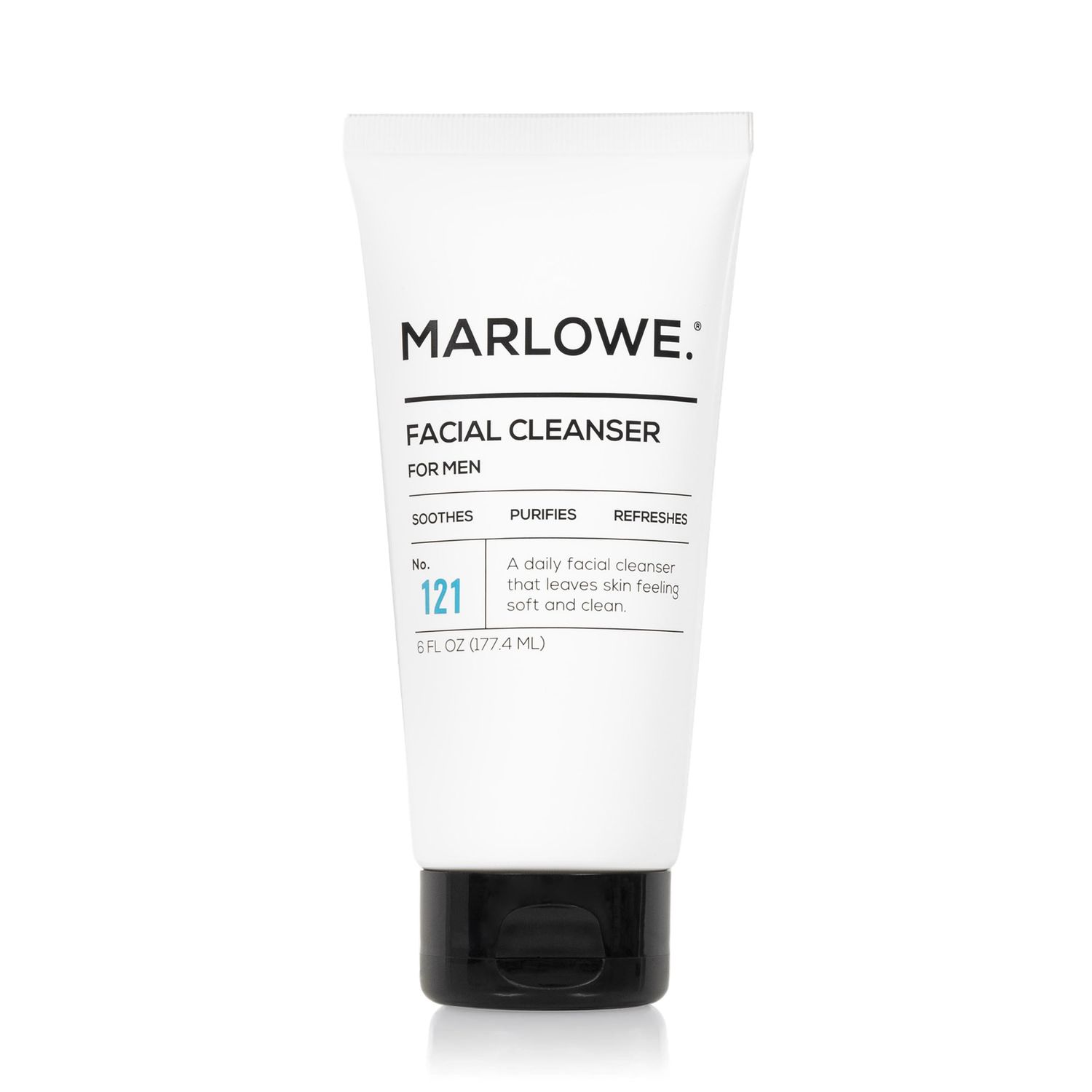 MARLOWE. No. 121 Facial Cleanser 6 oz, Daily Mens Face Wash with Natural Extracts &amp; Antioxidants, Soothes, Purifies, Refreshes, Thick Lather, Fresh Woodsy Scent