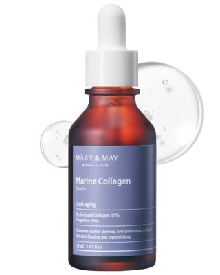 Mary&amp;May Marine Collagen Serum - Hydrolyzed Low Molecular Collagen for Skin Firming and Replenishing, Hydrating - Korean Skincare, Fragrance Free, 1.01 fl.oz.