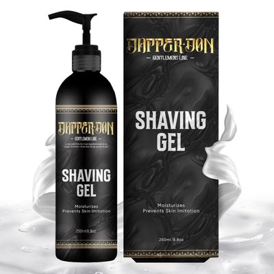 Shave Gel Dapper Don | Prevents Razor Irritation, Hydrates, Protects and Soothes Skin | Non-Foaming Clear Shave Gel with Argan oil for Precise Detailing and Edging (8.8 ounces)