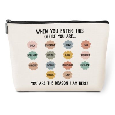 Mental Health Makeup Bag Inspirational Gifts for Women Therapy Office Accessories Office Supplies Office Gifts for Women Counselor Psychologist Birthday Christmas Boss Day Travel Toiletry Bag